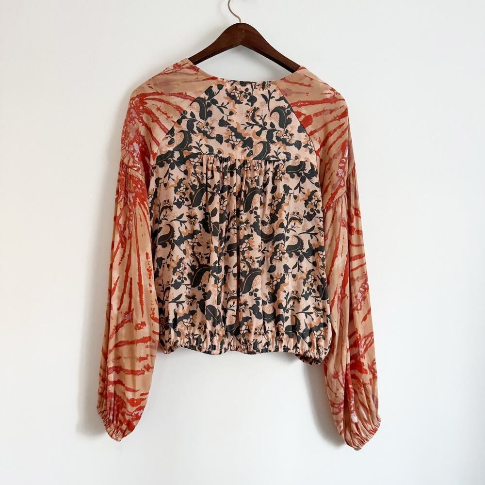 FREE PEOPLE Cruisin Together Mix Print Surplice Top Medium M - Picture 7 of 10